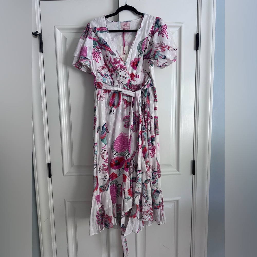 Banjanan Pink Flutter Sleeve V-Neck Sundress